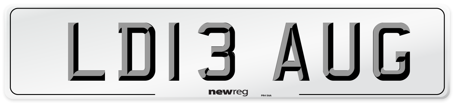LD13 AUG Number Plate from New Reg